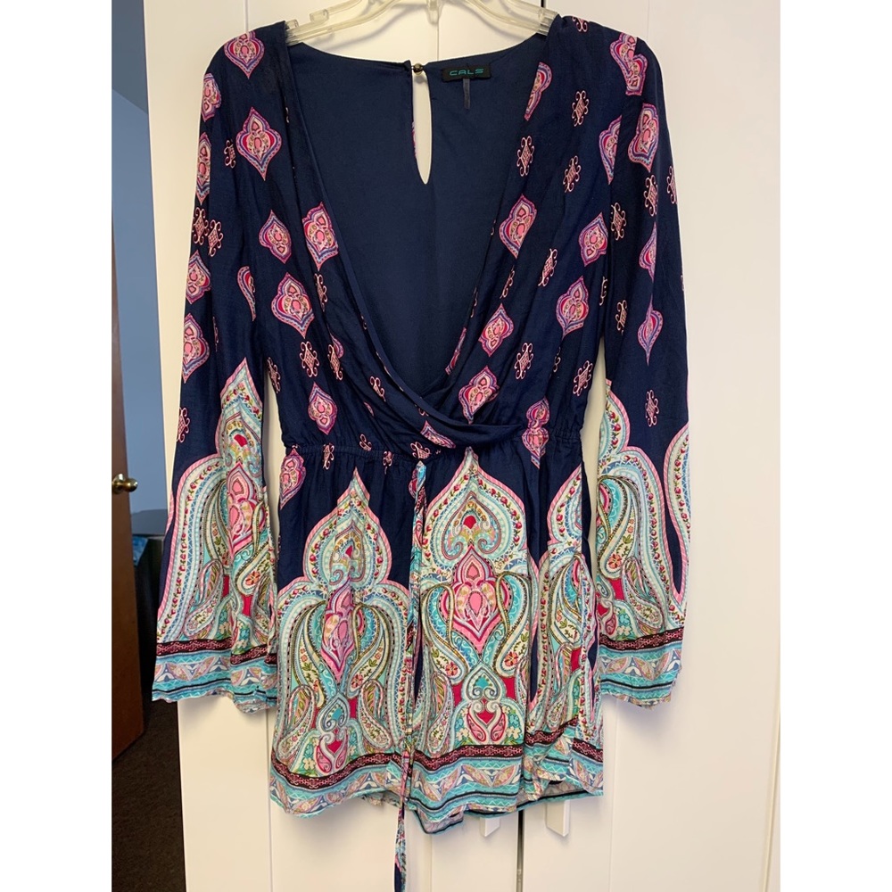 Navy Paisley Lowcut Romper